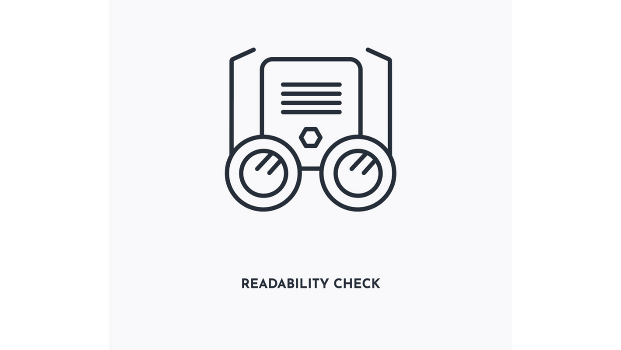 Readability Check with animated glasses over a piece of paper