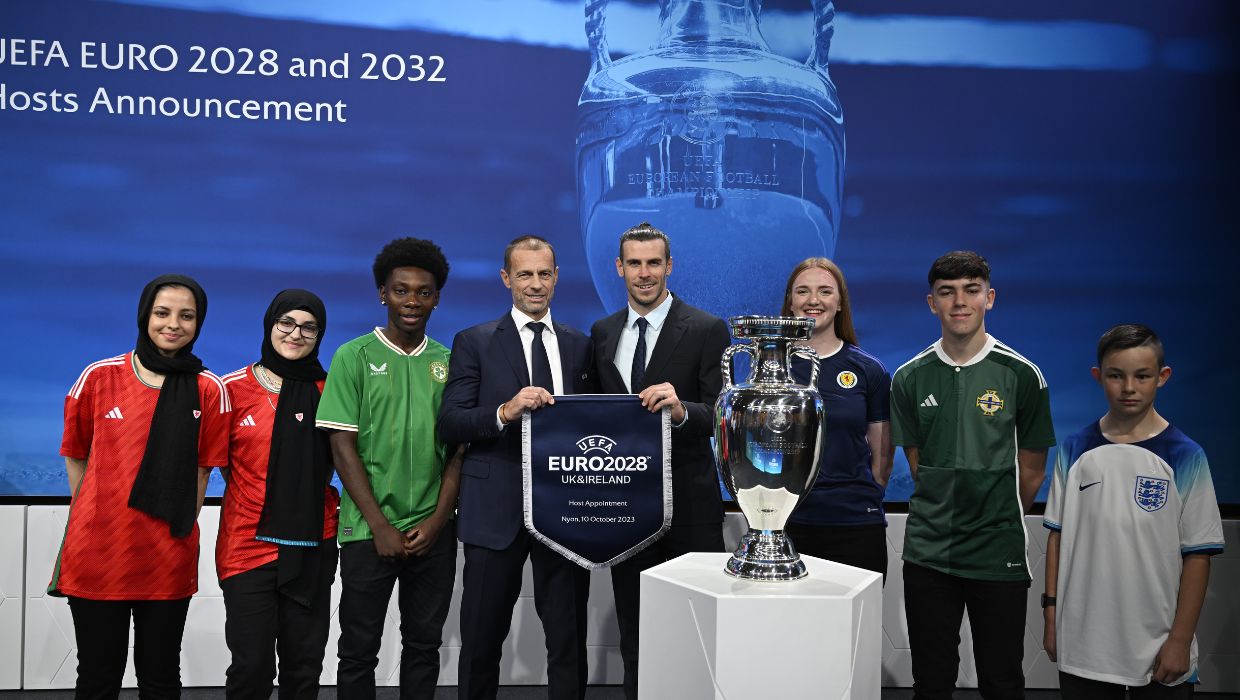 Callum Pollard representing England as an FA youth ambassador at EURO 2028 ceremony in Switzerland tile