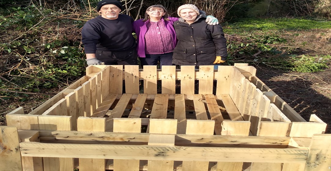 a pallet planter being constructed at The Limes