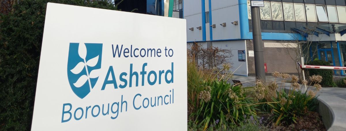 Ashford Borough Council sign by International House