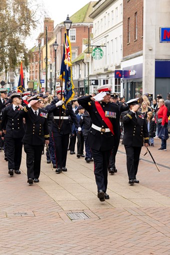 The Ashford Sea Cadets on parade on Remembrance Sunday.