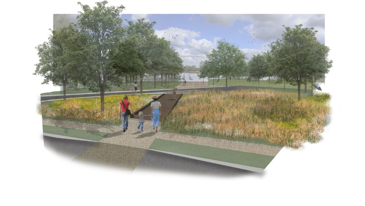 Artist impression of long-term vision of Conningbrook Lakes Country Park tile