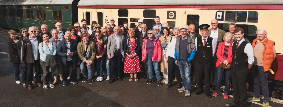 Attendees enjoying the Civic Twinning anniversary event at the Kent and East Sussex Railway, September 2024