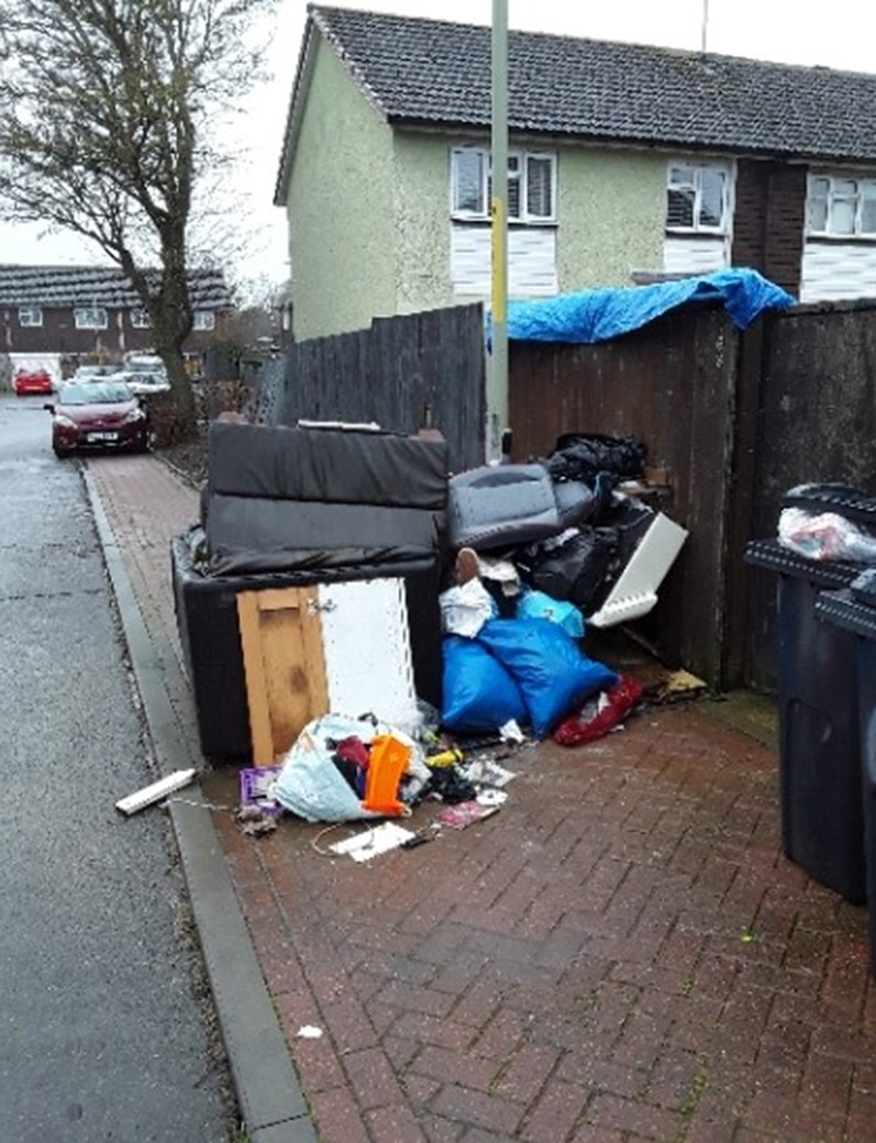 Flytipping at Kildown Close in Ashford