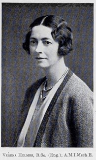 Verena Holmes' portrait in the announcement of her Presidency of the Women's Engineering Society in their journal The Woman Engineer vol 3