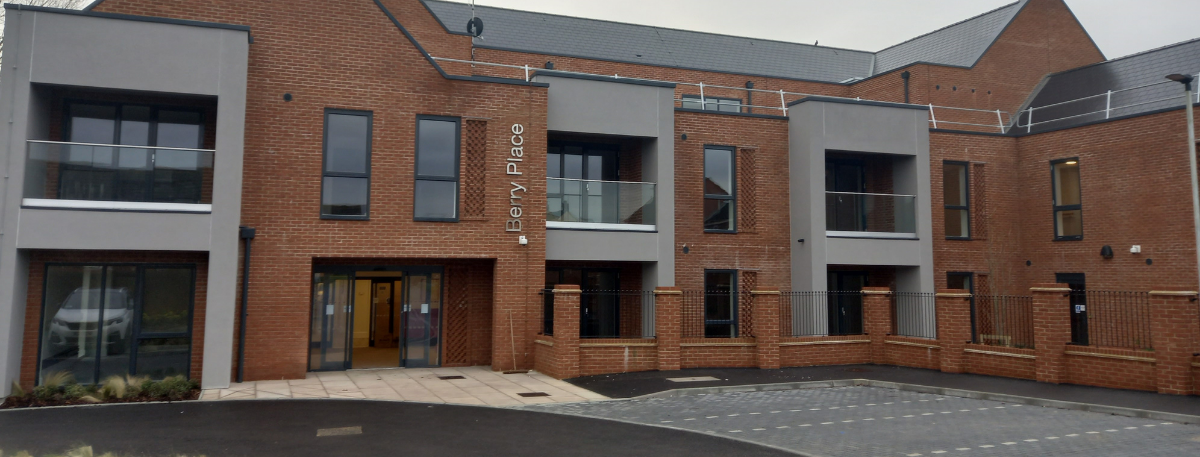 Front view of Berry Place housing development on Beaver Lane, Ashford