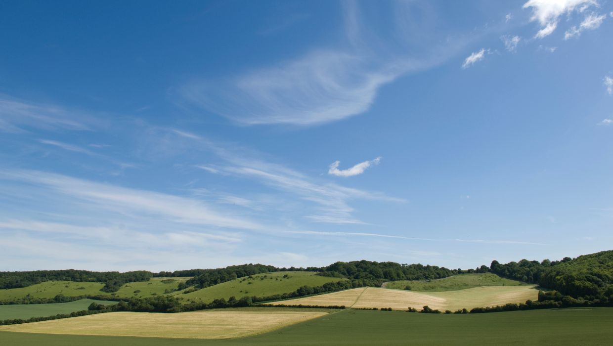 Countryside image with hills and sky 