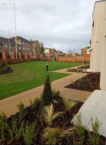 landscaped area of Berry Place on Beaver Lane, in South Ashford