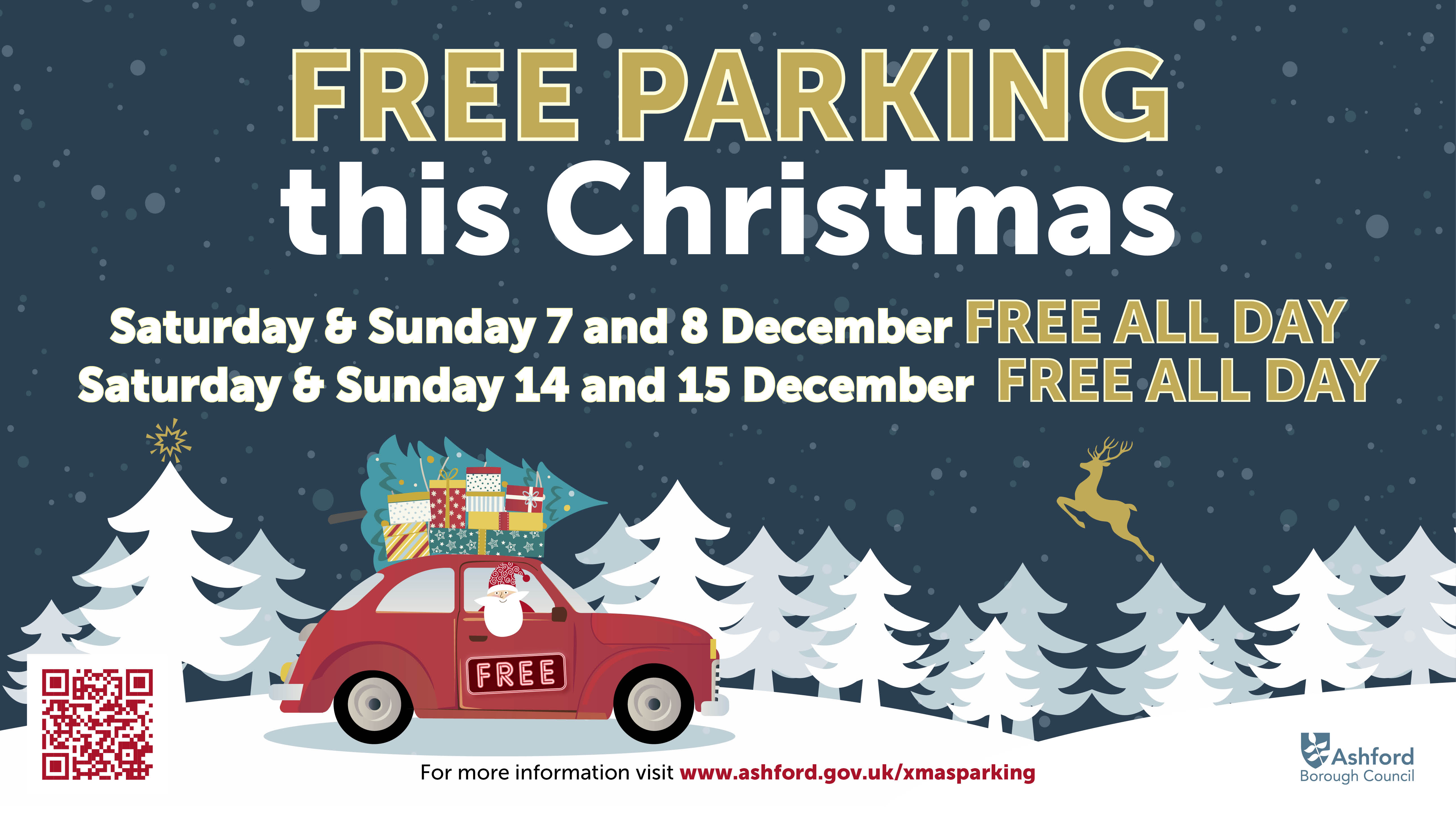 Free parking this Christmas graphic from Ashford Borough Council tile