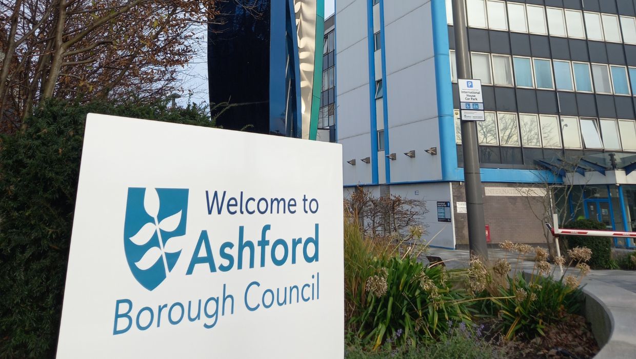 Ashford Borough Council sign by International House