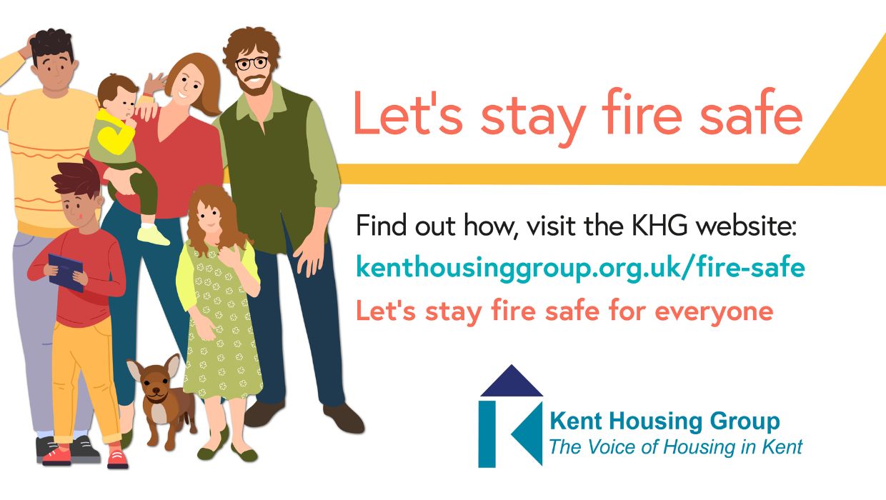 Let's Stay Fire Safe campaign graphic for Kent Housing Group tile