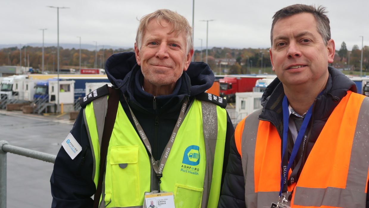 Cllr Bill Barrett (right) with Port Health Director, Anthony Baldock