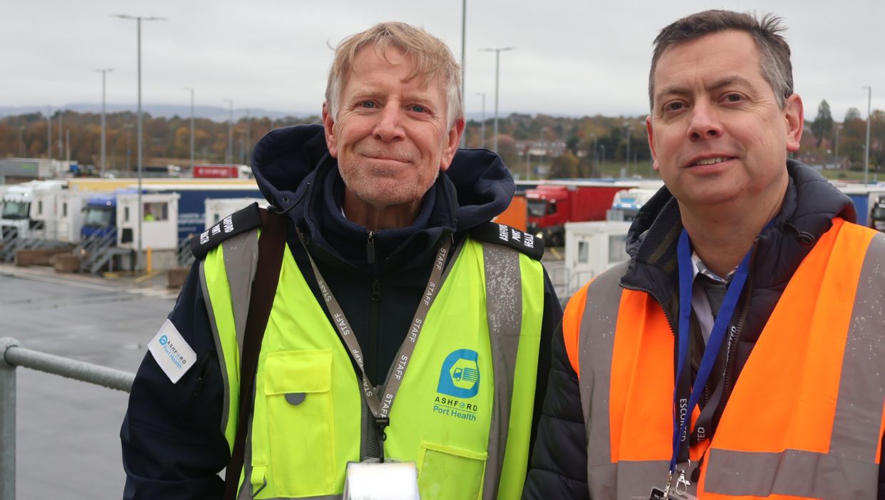 Cllr Bill Barrett (right) with Port Health Director, Anthony Baldock