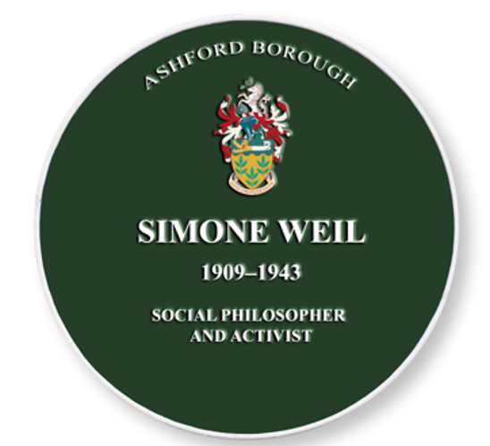 Green Plaque for Simone Weil (1909-1943) who was a social philosopher and activist